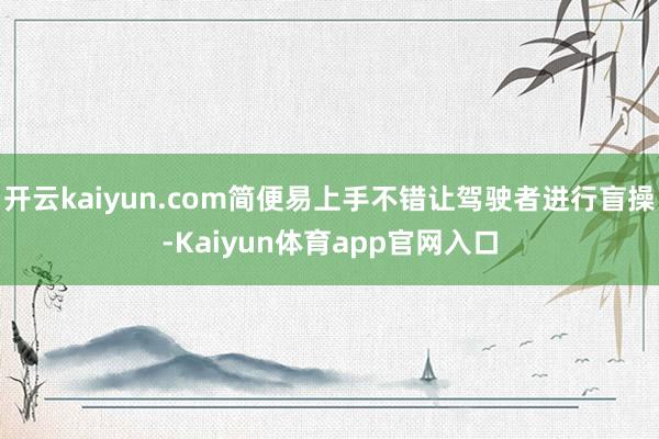 开云kaiyun.com简便易上手不错让驾驶者进行盲操-Kaiyun体育app官网入口