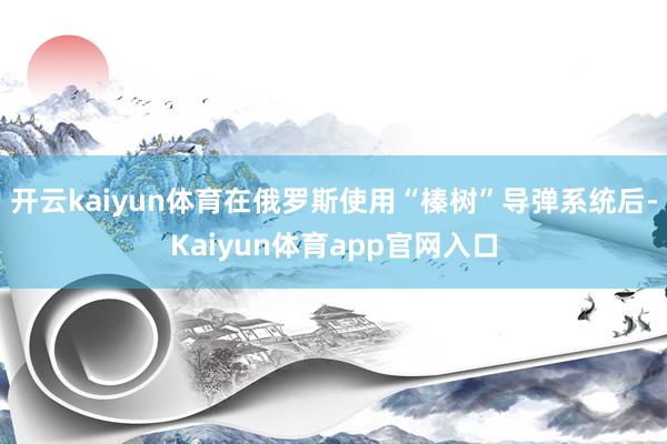 开云kaiyun体育在俄罗斯使用“榛树”导弹系统后-Kaiyun体育app官网入口